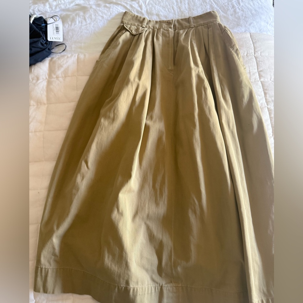 Ralph Lauren vintage khaki olive midi skirt with pleats and pockets